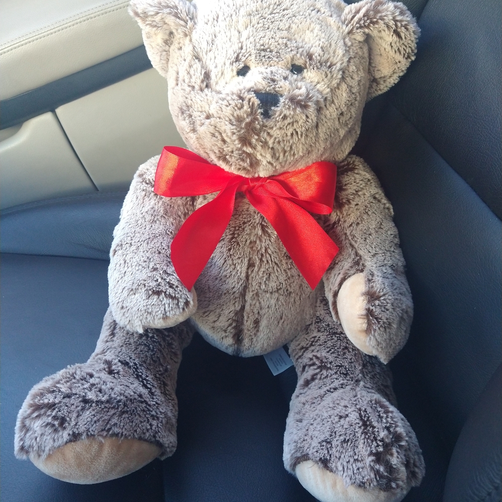 Adorable Plush Teddy Bear with Red Bow